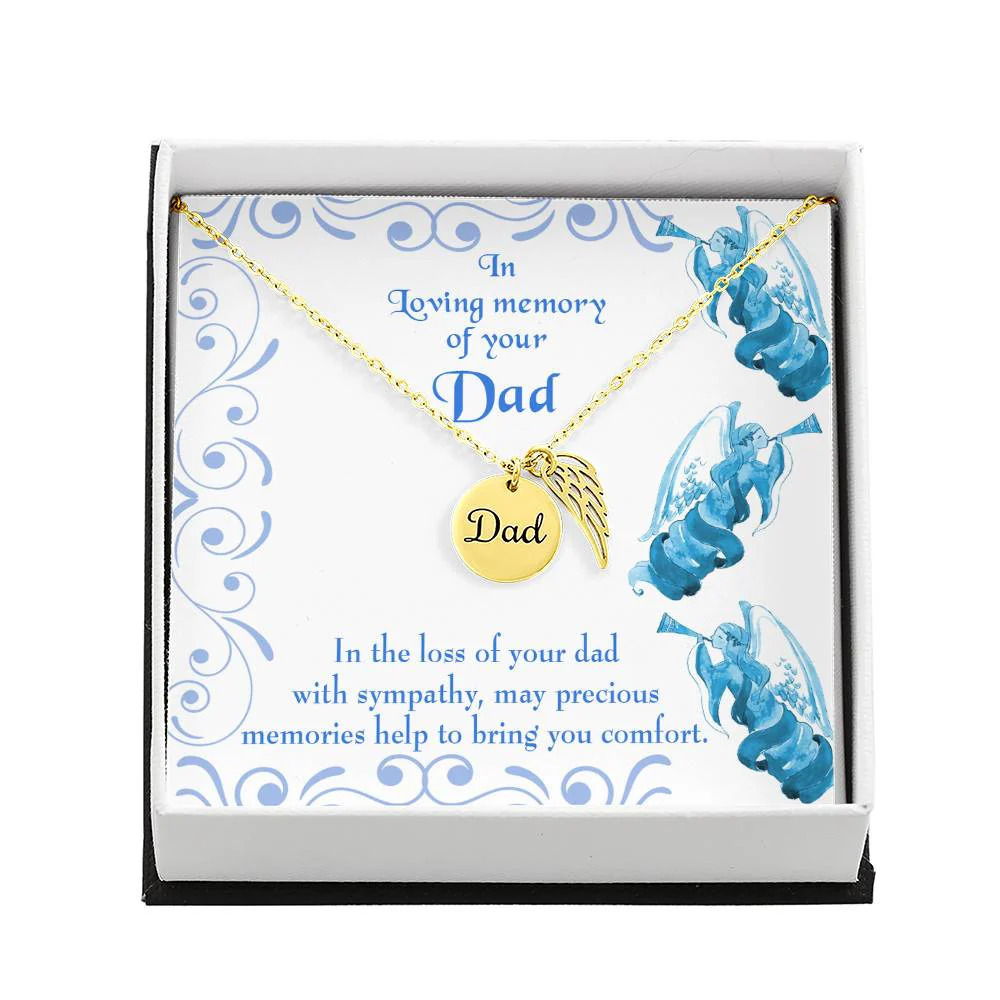 Precious Memories Dad Angel Wing Necklace Gold Finish Luxury Box